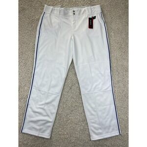 New Balance Adversary Baseball Pants Mens 2XL White Blue Stripe Straight Leg